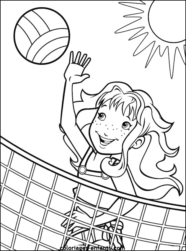 Coloring Activity Pages Girl Playing Beach Volleyball