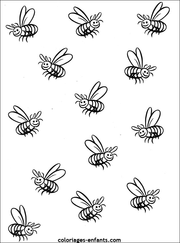 coloriage  imprimer d'abeilles