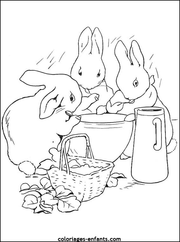 coloriage d'animaux - dessin de lapin  imprimer