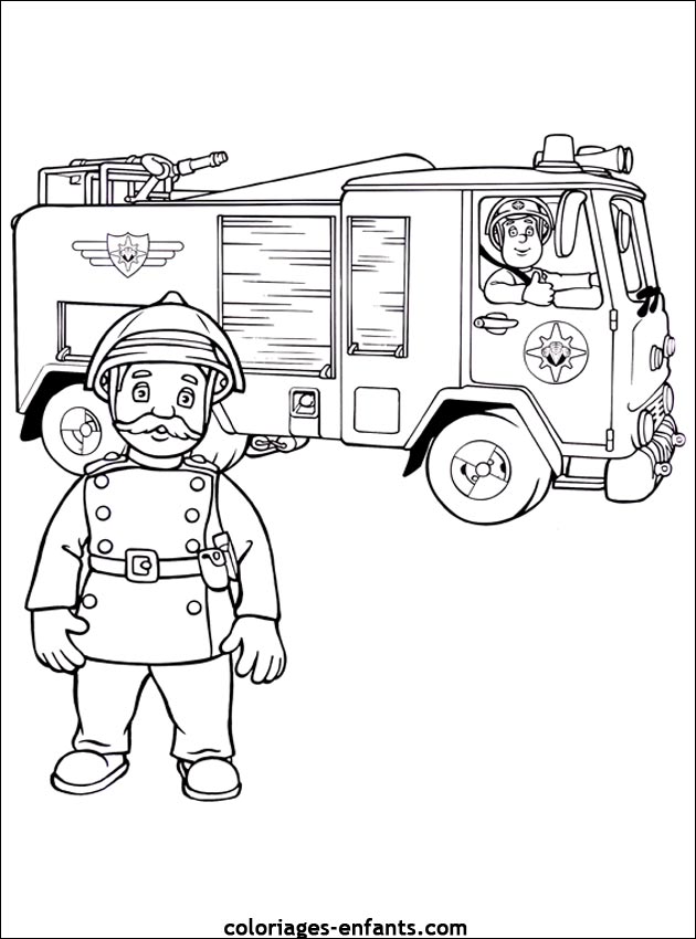 coloriage de métiers : un pompier
